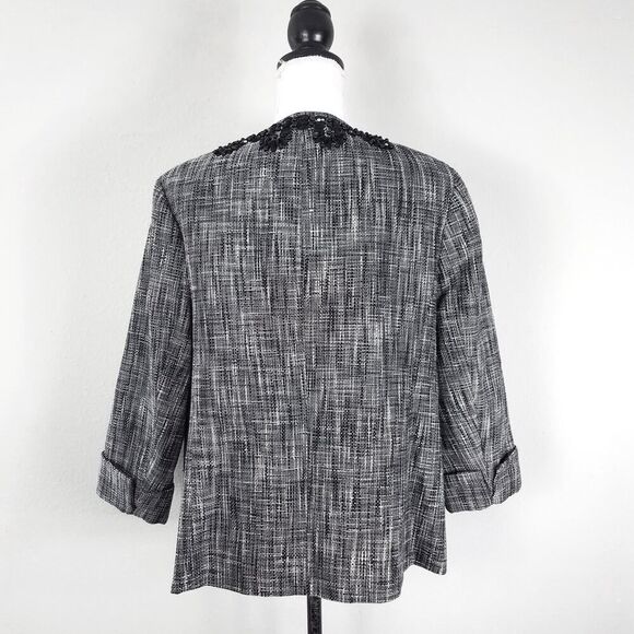 NEW NWOT Talbots Woman Black White Tweed Beaded Blazer Jacket Plus Size 14W - Picture 4 of 7